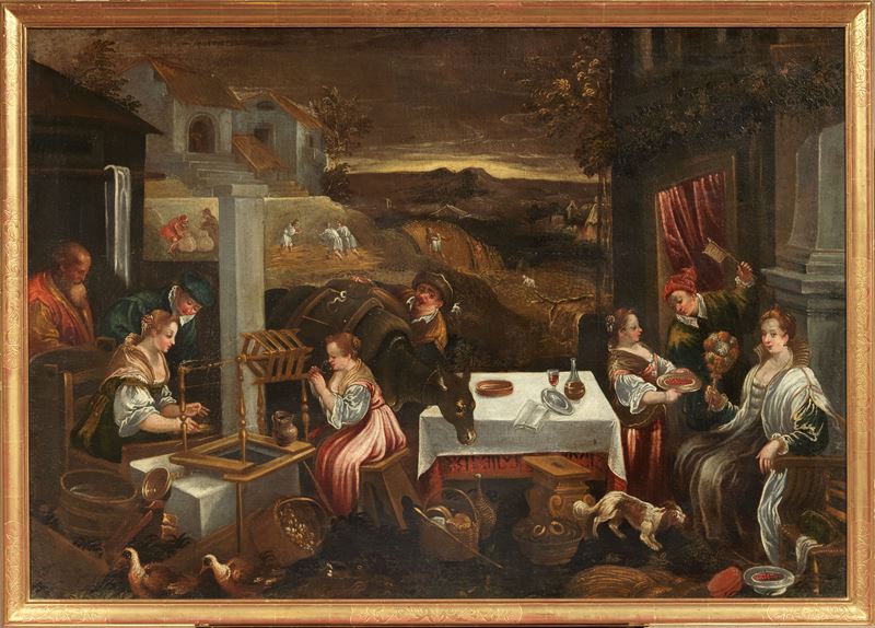 Scuola dei Bassano del XVII Secolo - Leandro Bassano (ripresa), Allegoria dell’Estate (Scena di v...