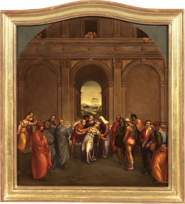 Francesco Pistolesi : Liberazione di una indemoniata  (1846)  - Olio su tela - Asta Importanti Arredi, Maioliche, Sculture e Dipinti Antichi - Casa d'aste Farsettiarte