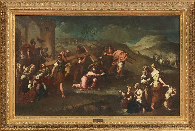 Niccolò De Simone (attr. A) - Via al Calvario, olio su tela