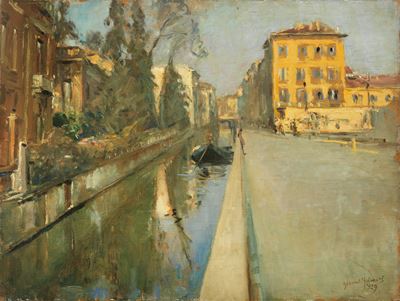 Barca sul Naviglio di via Senato