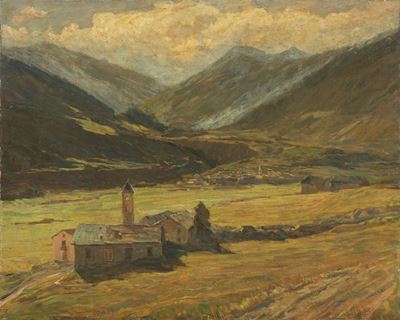 Paesaggio montano, olio su tela