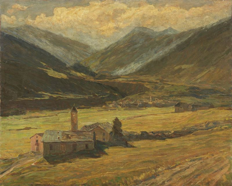 Carlo Cressini - Paesaggio montano, olio su tela