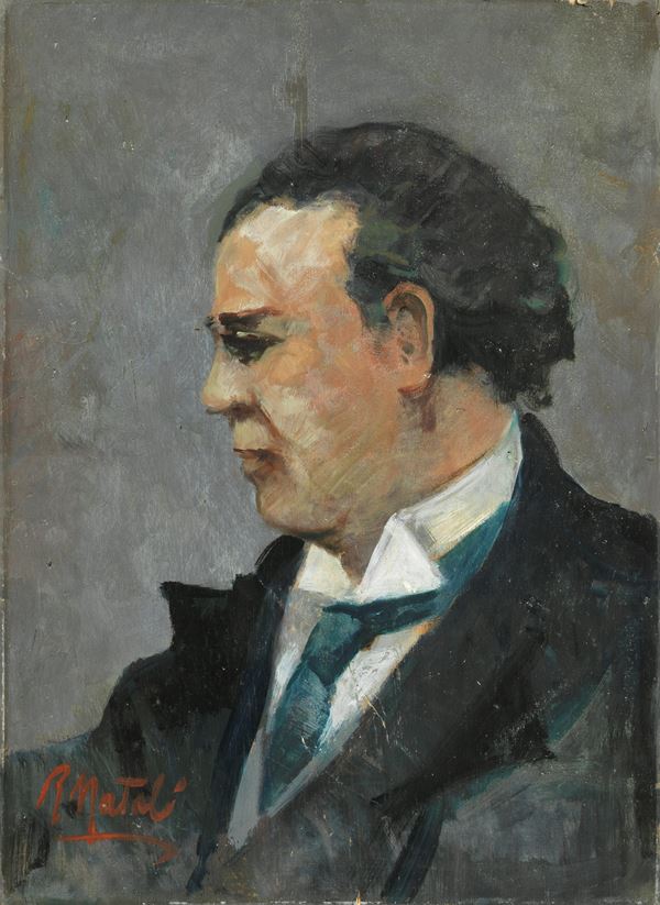 Renato Natali : Ritratto di Mascagni  - Olio su compensato - Auction XIX and XX Century Paintings and Sculptures - Casa d'aste Farsettiarte