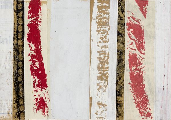 Toti Scialoja : Senza titolo  (1965)  - Collage e tecnica mista su cartoncino - Asta Dipinti, Disegni, Sculture e Grafica - Casa d'aste Farsettiarte