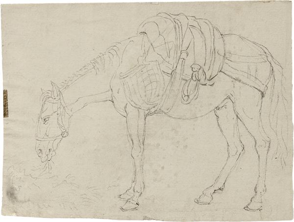 Laurent P&#233;cheux (attr. a) : Studi cavallo  - Matita su carta - Asta Dipinti e Sculture del XIX e XX secolo - Casa d'aste Farsettiarte