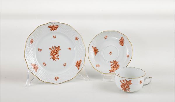 Set da tè in porcellana Herend "Apponyi Orange"