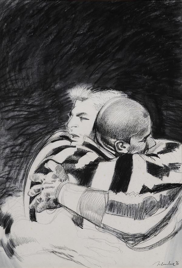 Marco Silombria : Calciatori  (1996)  - Carboncino su carta - Asta PARADE V - Arte Contemporanea - Casa d'aste Farsettiarte