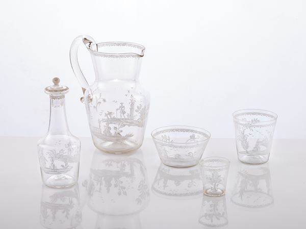 Servizio di bicchieri in vetro soffiato  - Asta L'Arte della Tavola - Casa d'aste Farsettiarte