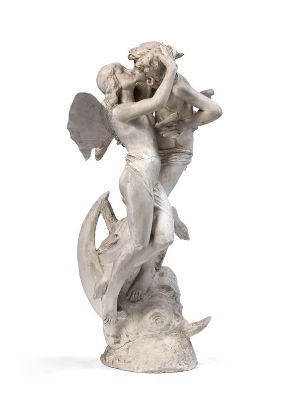 Ignoto scultore fine XIX secolo - Amore e Psiche