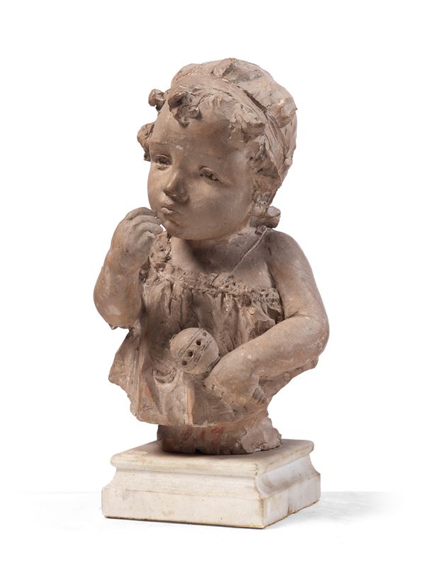Ignoto scultore fine XIX secolo - Busto di bambino con sonaglio