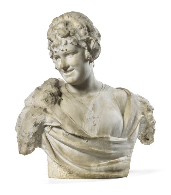 Ignoto scultore fine XIX secolo - Ritratto di signora sorridente