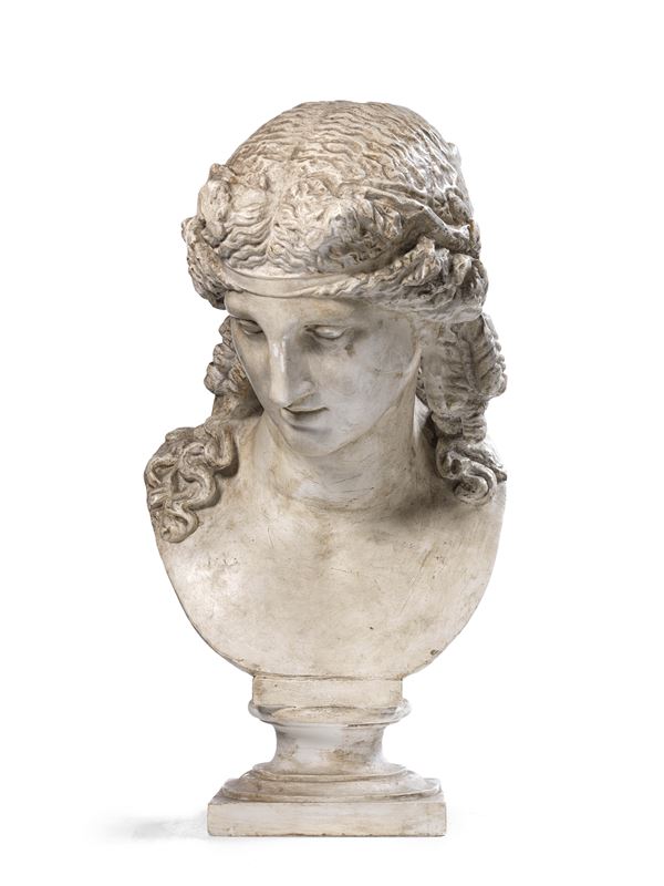 Ignoto scultore del XIX secolo - Grande testa di Apollo con i capelli cinti da una tenia (dall'antico)