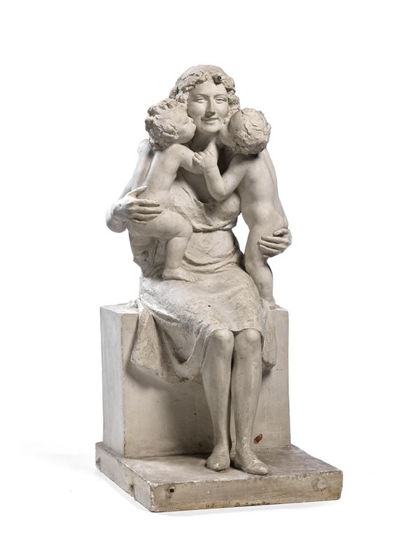 Ignoto scultore inizio XX secolo - Madre con bambini