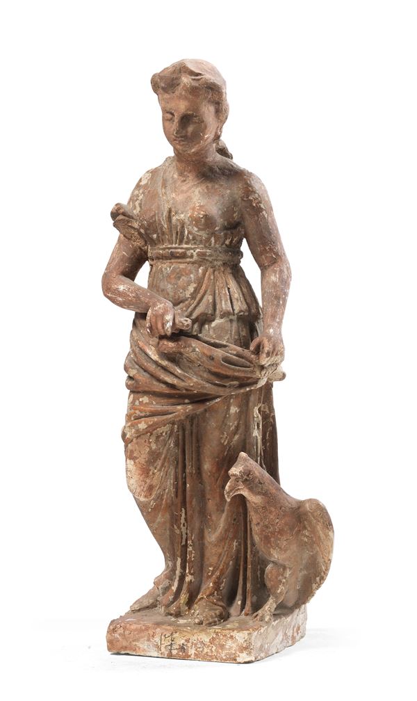 Ignoto scultore del XIX secolo - Figura femminile panneggiata con aquila ai piedi