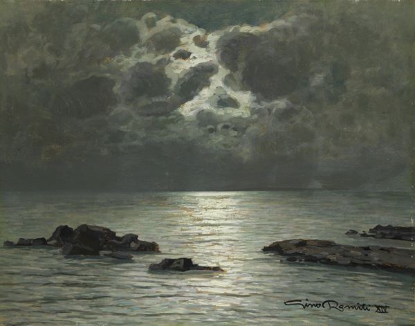 Gino Romiti : Marina  (1936)  - Olio su compensato - Auction XIX and XX Century Paintings and Sculptures - Casa d'aste Farsettiarte