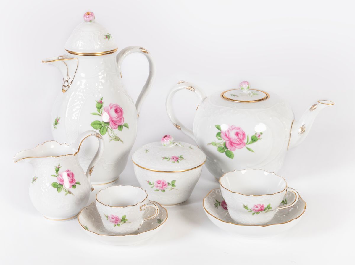 Servizio da Caffè e Tè in Porcellana Meissen "rote Rose"