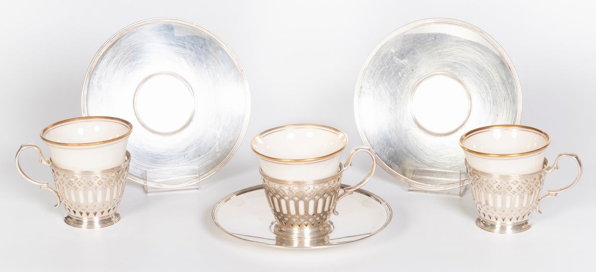 Servizio da Caffè in Argento Sterling e Porcellana Tiffany