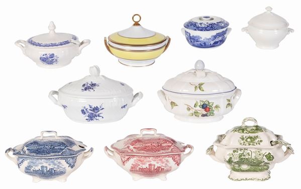 Nove zuppiere in porcellana e terraglia  - Auction The Art of the Table - Casa d'aste Farsettiarte