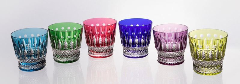 Sei Bicchieri da Whisky in Cristallo Colorato St. Louis "tommy"