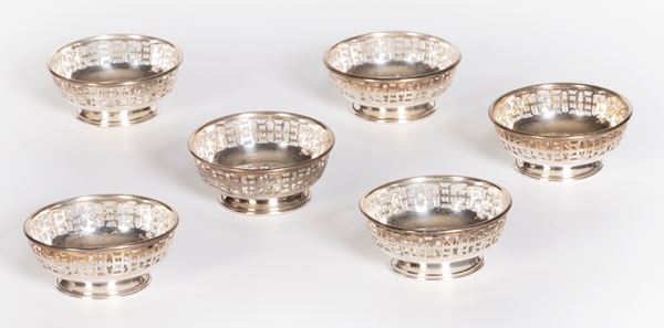 Sei piccole cestine in argento sterling  - Asta L'Arte della Tavola - Casa d'aste Farsettiarte