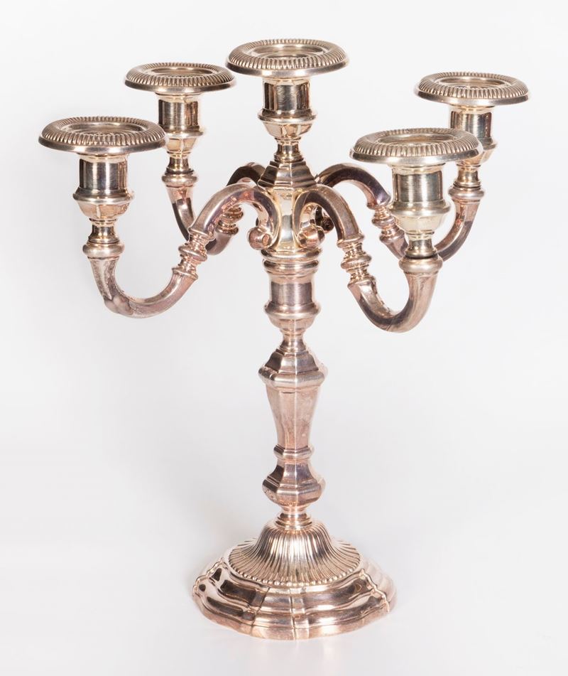 Candelabro in Argento a Cinque Fiamme