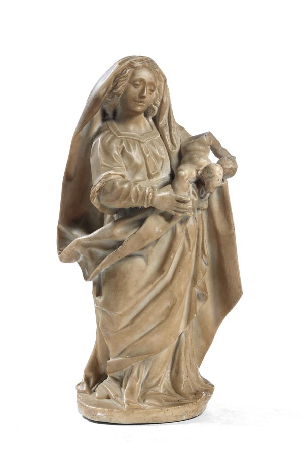 Ignoto scultore scuola franco-fiamminga del XVI secolo - Madonna col Bambino