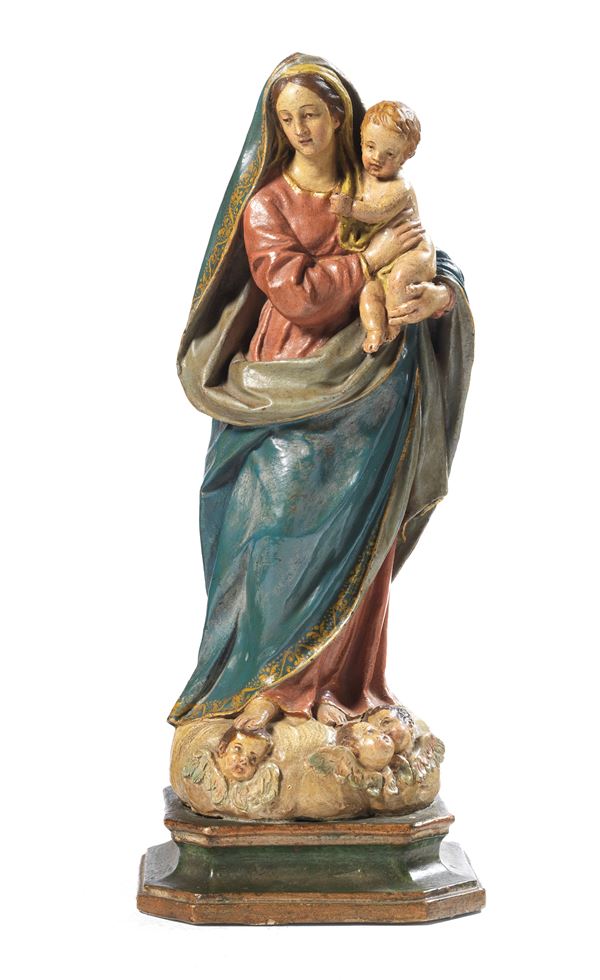 Ignoto scultore scuola emiliana del XVIII secolo - Madonna col Bambino