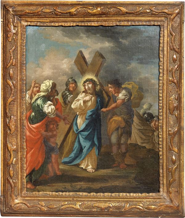 Scuola emiliana del XVII secolo - Gesù è aiutato dal Cireneo