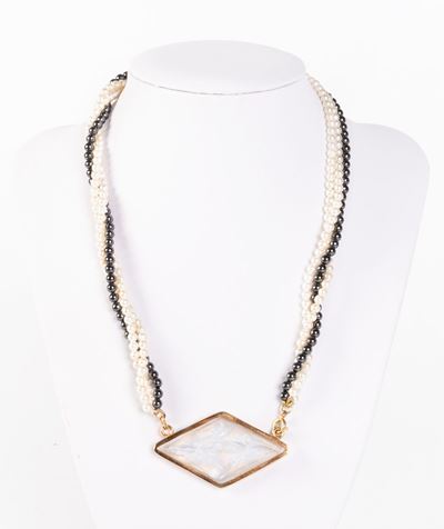 Collana di Due Fili con Perle Coltivate ed Ematite