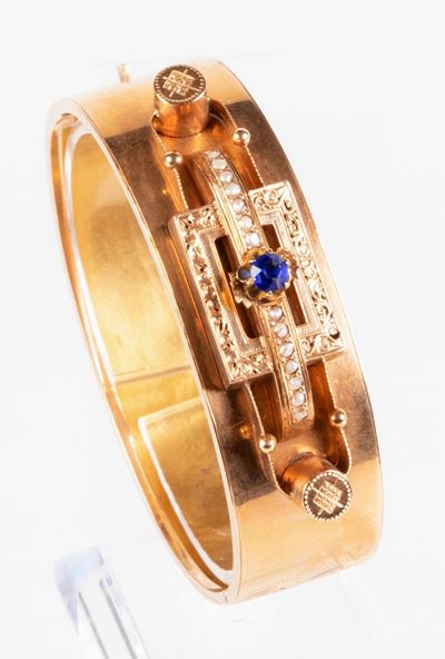Antico Bracciale a Fascia Rigida in Oro Giallo a Basso Titolo
