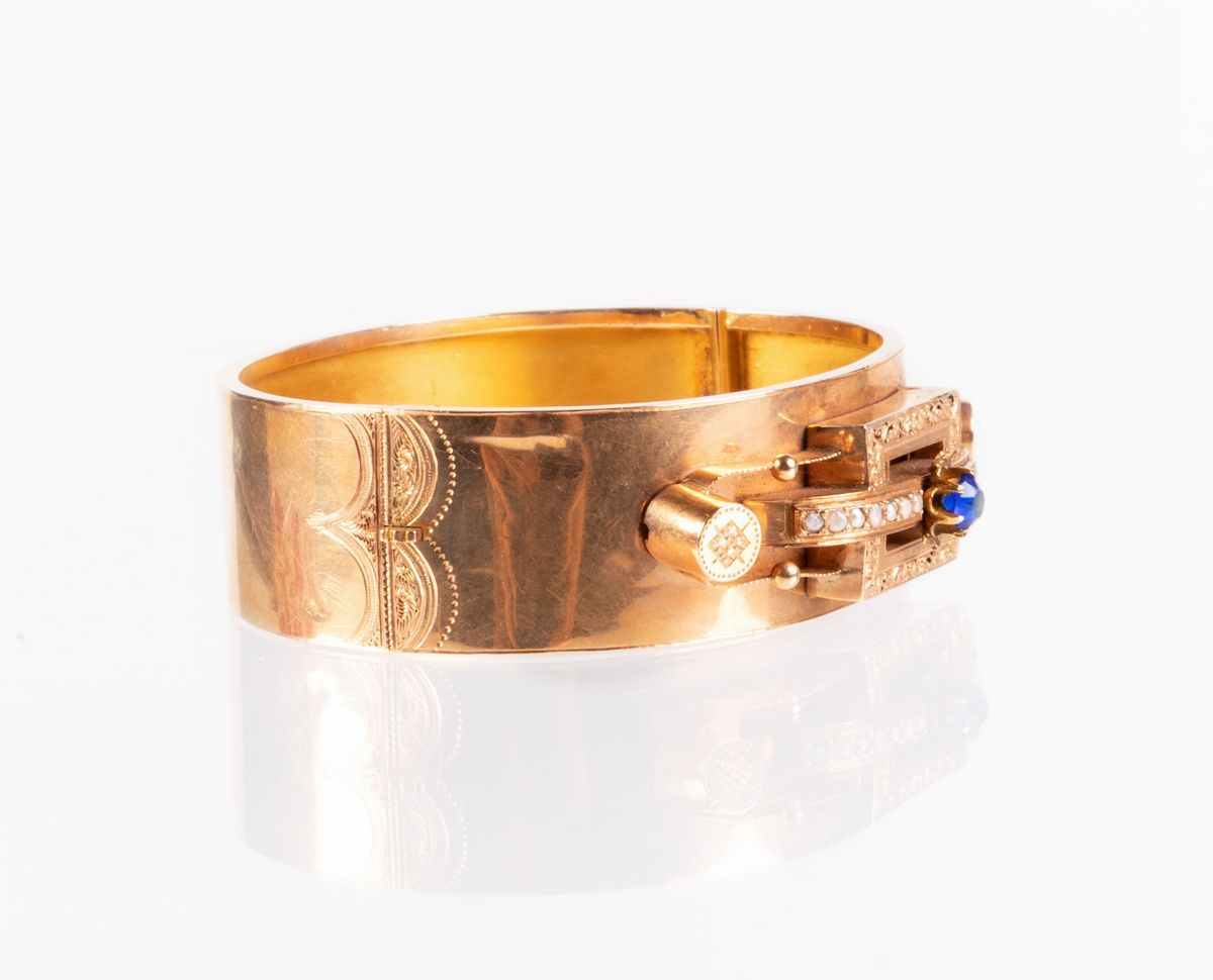 Antico Bracciale a Fascia Rigida in Oro Giallo a Basso Titolo