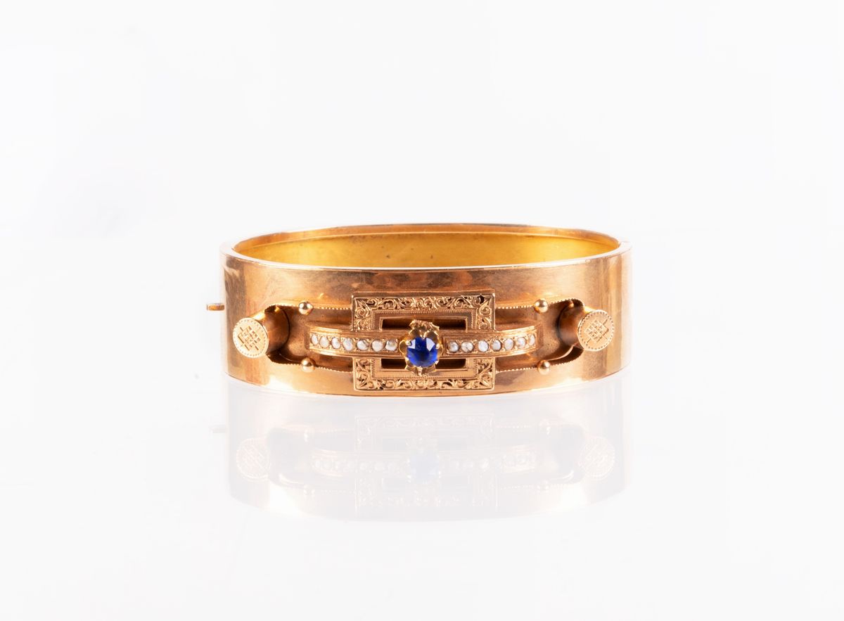 Antico Bracciale a Fascia Rigida in Oro Giallo a Basso Titolo