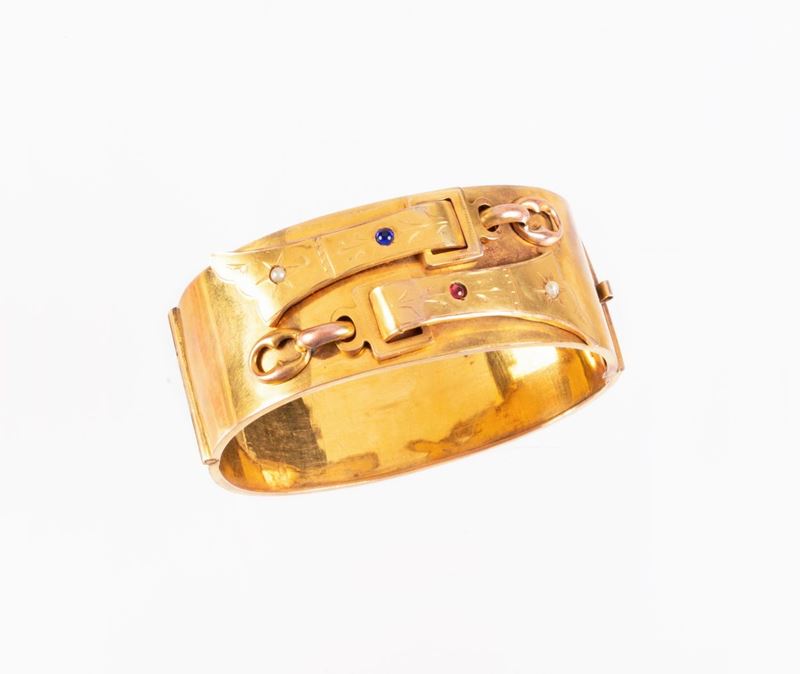 Antico Bracciale a Fascia Rigida in Oro Giallo a Basso Titolo