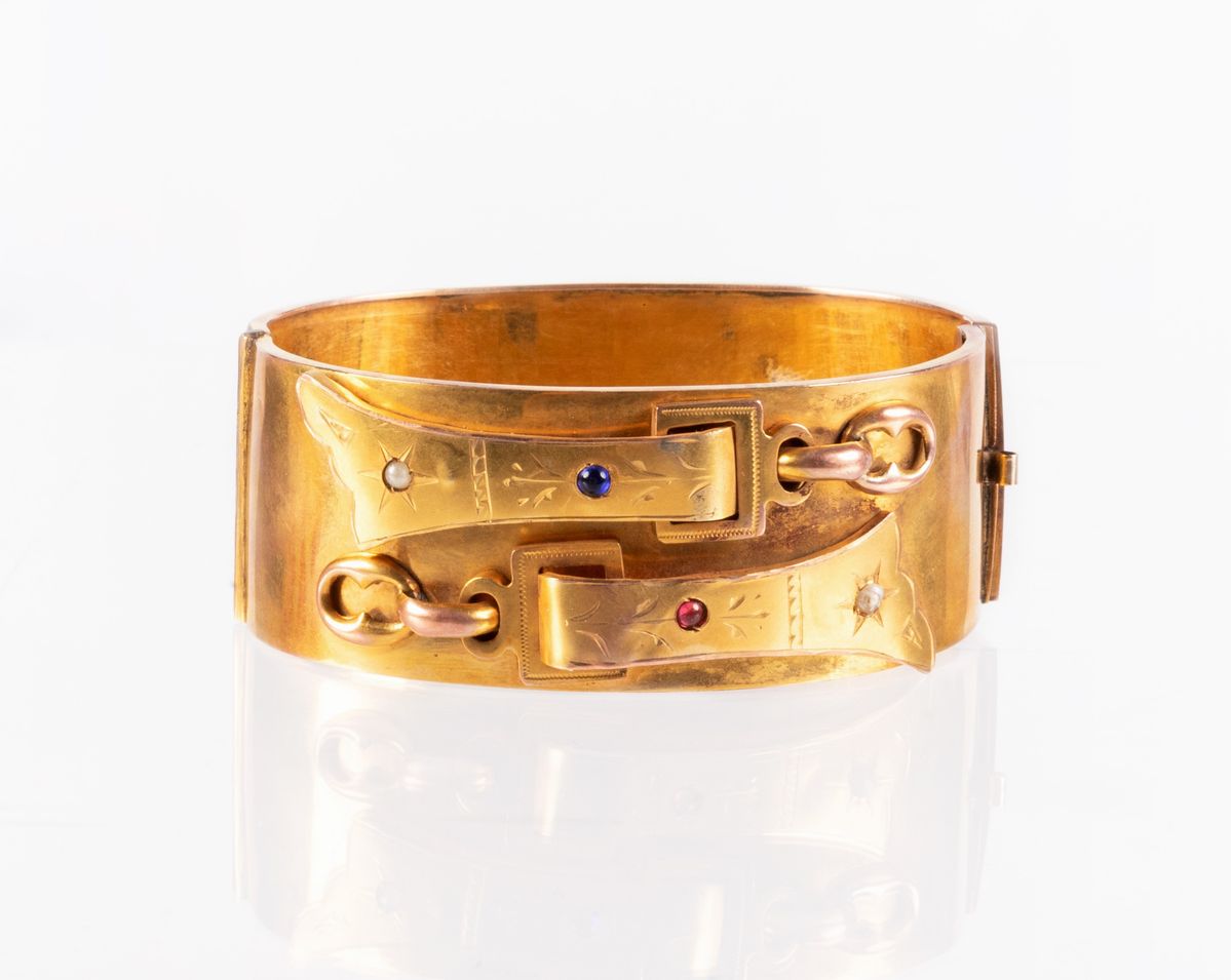 Antico Bracciale a Fascia Rigida in Oro Giallo a Basso Titolo