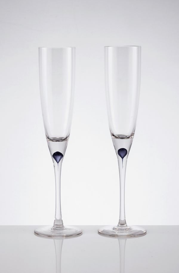 Sei flûte da champagne in vetro incolore  - Asta L'Arte della Tavola - Casa d'aste Farsettiarte