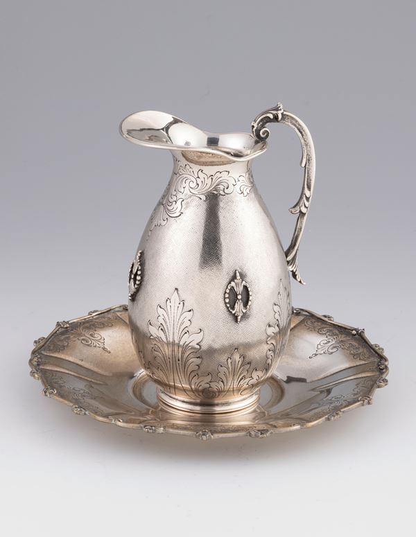 Brocca con piatto in argento  - Auction L'Arte della Tavola - Casa d'aste Farsettiarte