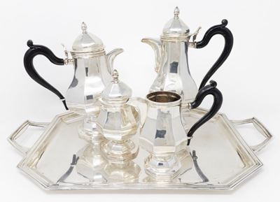 Servizio da Tè e Caffè con Vassoio in Argento