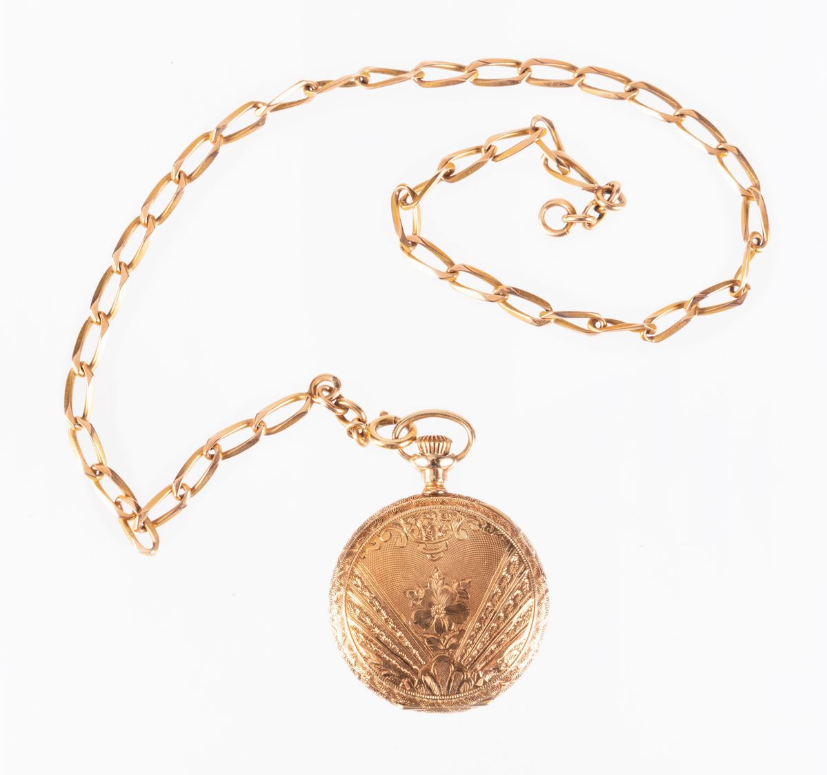 American Walthman Orologio da Tasca in Oro con Catena
