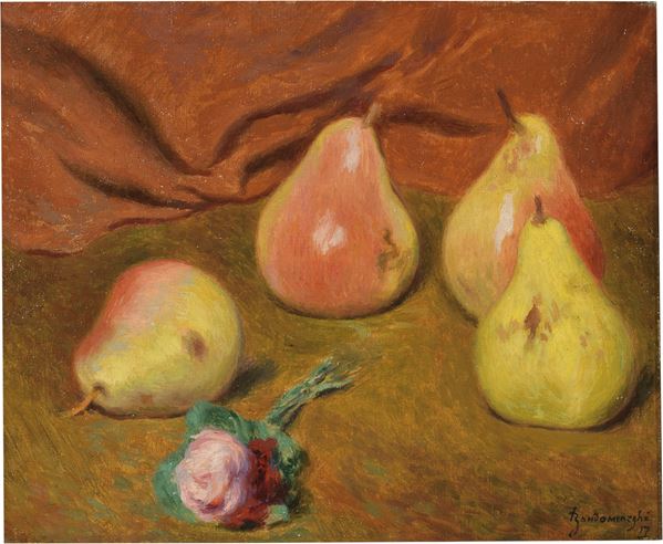Federico Zandomeneghi : Poires et roses  (1917)  - Olio su tela - Auction XIX and XX Century Paintings and Sculptures - Casa d'aste Farsettiarte