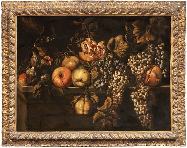 Paolo Antonio Barbieri (attr. a) - Natura morta con grappoli d'uva, melograni e fichi