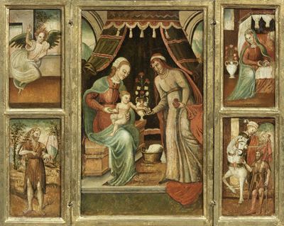 Trittico con Scene del Vangelo e Due Santi