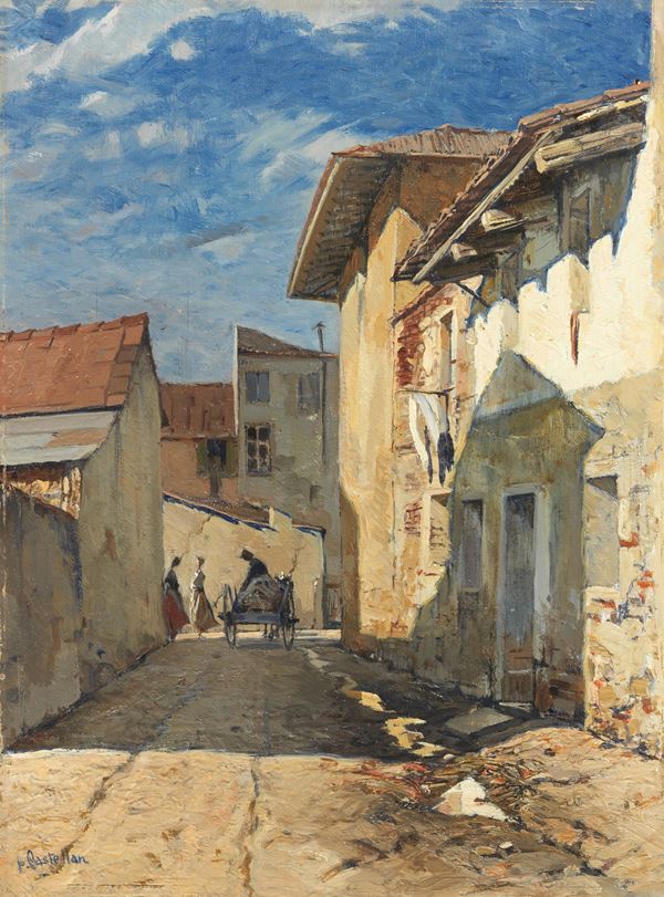 Paride Castellan : Case di Vilès  (1936)  - Olio su compensato - Auction XIX and XX Century Paintings and Sculptures - Casa d'aste Farsettiarte