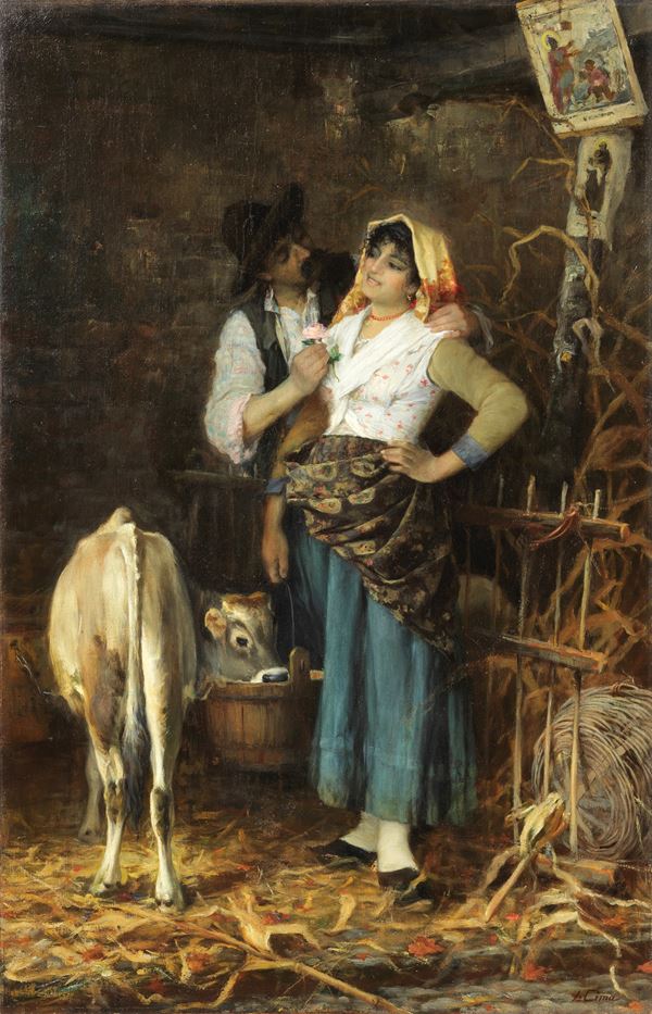 Luigi Cima : Dolci parole d'amore  (1897)  - Olio su tela - Auction XIX and XX Century Paintings and Sculptures - Casa d'aste Farsettiarte