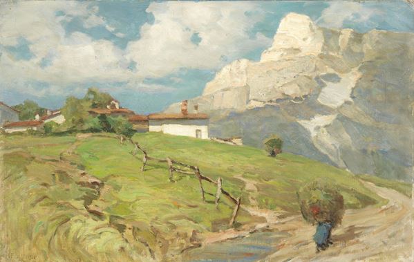 Francesco Sartorelli : La raccolta del fieno  - Olio su tela - Auction XIX and XX Century Paintings and Sculptures - Casa d'aste Farsettiarte