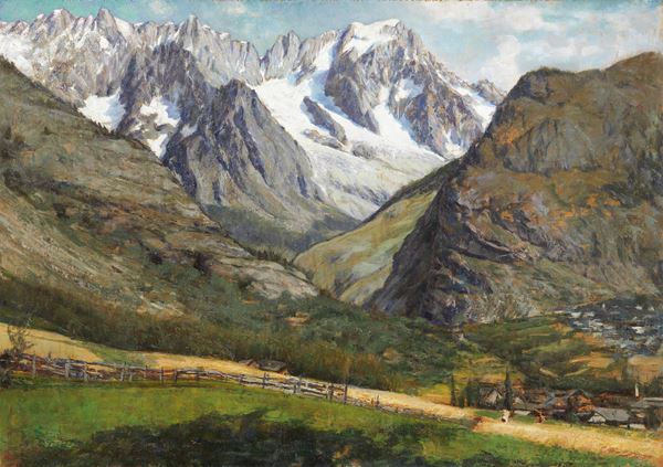 Pio Solero : Paesaggio dolomitico  (anni Venti)  - Olio su compensato - Auction XIX and XX Century Paintings and Sculptures - Casa d'aste Farsettiarte