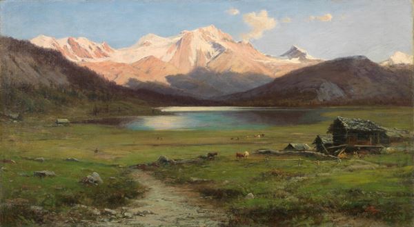 Silvio Poma : Stagno sull'Alpe Adamello  - Olio su tela - Auction XIX and XX Century Paintings and Sculptures - Casa d'aste Farsettiarte