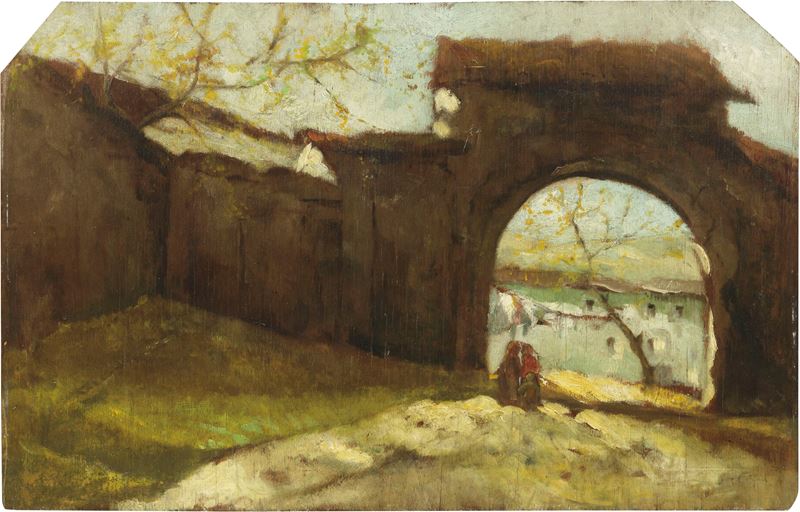 Vittore Antonio Cargnel - Cascinale con Figure