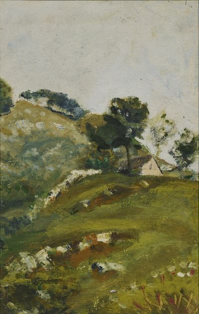 Paesaggio, olio su tavoletta