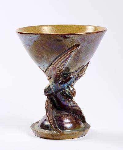 Ercole Drei, Coppa in Ceramica Iridescente