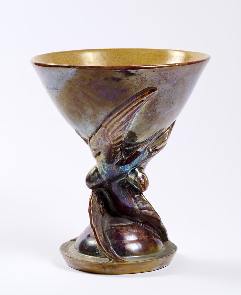 Ercole Drei, Coppa in Ceramica Iridescente